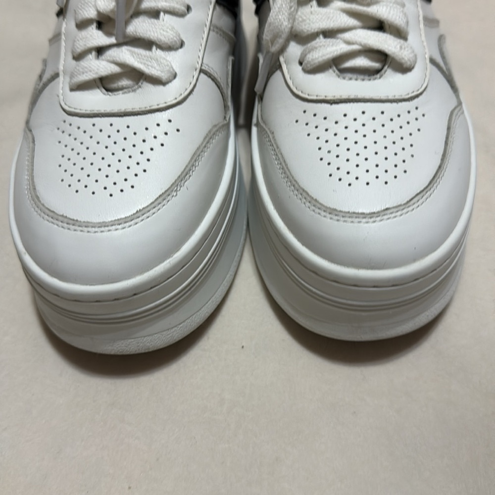 CELINE Block Wedge Calfskin Optic White / Black Sneakers - Picture 6 of 10